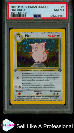 PIXI-HOLO 1ST EDITION POKEMON GERMAN JUNGLE 2000 1 PSA 8 - Image 1