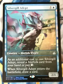 Silvergill Adept FOIL MTG Open House Promo Blue Creature Near-Mint x1 OC3 - Image 2