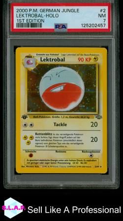 LEKTROBAL-HOLO 1ST EDITION POKEMON GERMAN JUNGLE 2000 2 PSA 7 - Image 1