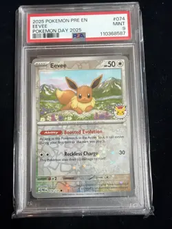 Eevee 074/131 - Pokemon Day 2025 Reverse Cosmos Holo PSA 9 - Image 1
