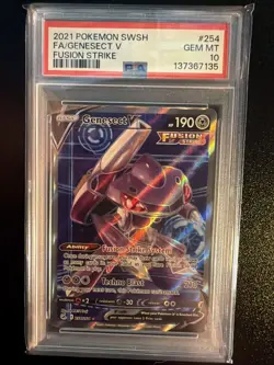 Pokemon Genesect V Full Art Holo Rare #254 2021 Fusion Strike SWSH PSA 10 GEM MT - Image 1
