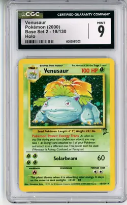 CGC MINT 9 Pokemon Trading Card Game Venusaur 018/130 Base Set 2 Holo Rare 2000 - Image 1