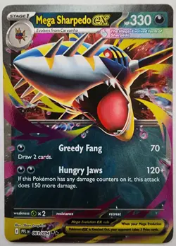 Pokemon Trading Card TCG Mega Sharpedo EX Art Holo 061/094 Nintendo 2025 - Image 1