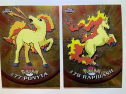 2000 Topps Chrome Pokemon TV Animation Edition Ponyta #77 & Rapidash #78 - NM/LP - Image 1