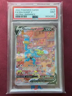 2022 POKEMON SWORD & SHIELD ASTRAL RADIANCE #172 FULL ART/MACHAMP V PSA 9 - Image 1