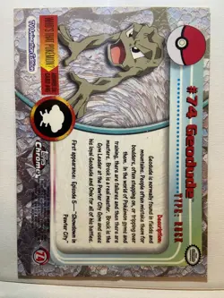 Geodude #74 Topps Chrome Pokemon TV Animation Edition VTG 2000 Holo Foil - Image 2