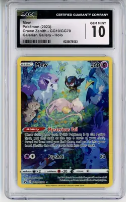 CGC GEM MINT 10 Pokemon TCG Mew GG10/GG70 Crown Zenith: Galarian Gallery Holo - Image 1