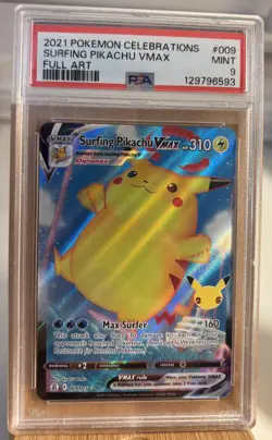SURFING PIKACHU VMAX 2021 POKEMON CELEBRATIONS FULL ART 009/025 PSA 9 - Image 1