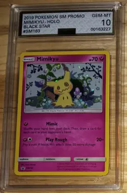 2019 POKEMON MIMIKYU BLACK STAR PROMO SM163 AGS GEM-MT 10 - Image 1