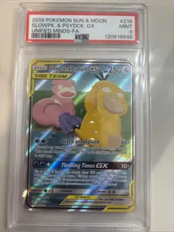 2019 POKEMON SUN & MOON UNIFIED MINDS 218 FULL ART/SLOWPOKE & PSYDUCK GX - Image 1