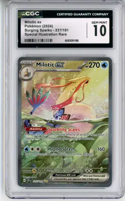 CGC GEM MINT 10 Pokemon TCG Milotic ex 237/191 Sv08: Surging Sparks Holo SIR - Image 1