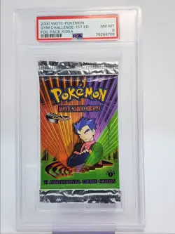 POKEMON GYM HEROES 2000 FACTORY SEALED 1ST EDITION PACK KOGA PSA 8 Q0907 - Image 1