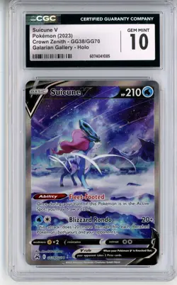 CGC GEM MINT 10 Pokemon Suicune V GG38/GG70 Crown Zenith: Galarian Gallery Holo - Image 1