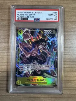 Monkey D. Luffy 2025 One Piece - OP10 - Alternate Art - PSA 10 - Image 1