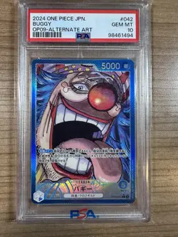 Buggy 2024 One Piece OP09 JAPANESE - Leader - Alt Art - #042 PSA 10 - Image 1
