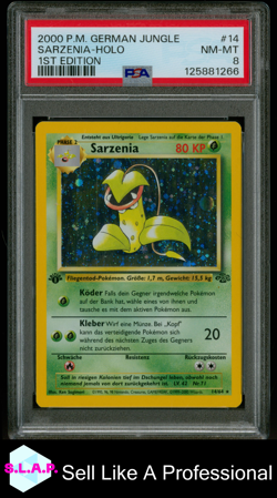 SARZENIA-HOLO 1ST EDITION POKEMON GERMAN JUNGLE 2000 14 PSA 8 - Image 1