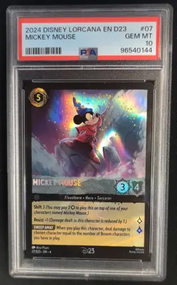 PSA 10 Mickey Mouse Playful Sorcerer 07/D23 Promo Disney Lorcana Graded Card - Image 1