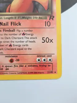 Pokemon Dark Charizard Non-Holo Card 21/82 Team Rocket 2000 Vintage - Image 5