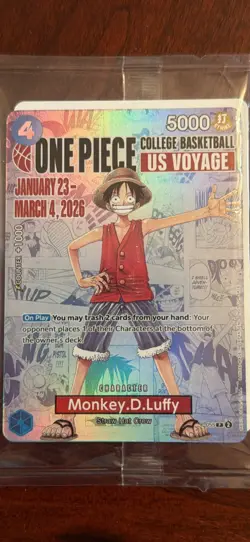 One Piece Monkey D. Luffy US College Basketball Promo Card - Image 1
