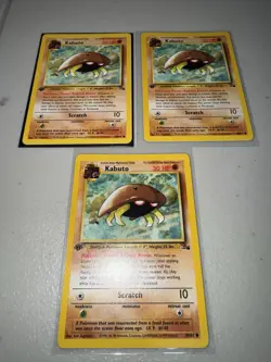 3x 1st Edition Fossil Kabuto Pokemon Cards NM-/LP Vintage WOTC Lot - Image 2