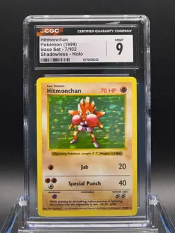 CGC 9 MINT ✨ - Hitmonchan 007/102 Base Set Shadowless Holo - 1999 Pokemon - Image 1