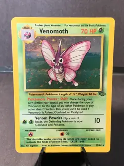 Pokemon TCG Venomoth 13/64 Holo Rare Jungle Set Unlimited WOTC VTG 1999 - Image 1