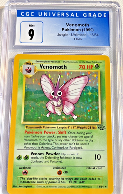 1999 VENOMOTH VINTAGE Pokemon Jungle 13/64 Holo CGC 9 MINT Rare PSA 10!U TCG OLD - Image 1