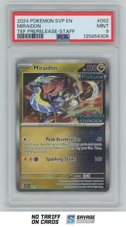 2024 Pokemon Scarlet & Violet Temporal Forces PreRelease Staff Miraidon PSA 9 - Image 1