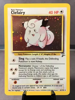 Pokemon TCG Clefairy 5/102 Base Set 2 Unlimited Holo Rare VTG WOTC 1999 NM - Image 1