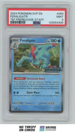 2024 Pokemon Scarlet & Violet Temporal Forces PreRelease Staff Feraligatr PSA 9 - Image 1