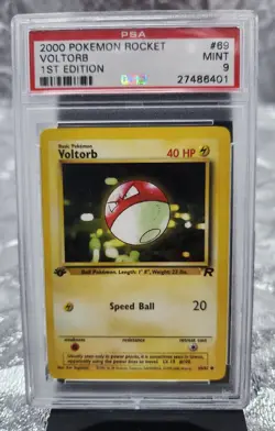 #69 2000 Pokemon Rocket Voltorb 1st Edition PSA 9 Mint - Image 1