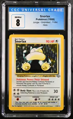 CGC 8 Snorlax Holo 11/64 Jungle 1999 Pokemon Card - Image 1