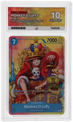 ACE 10 Monkey D. Luffy P-043 2nd Anniversary Tournament Promo One Piece Stamped - Image 2