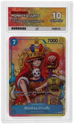 ACE 10 Monkey D. Luffy P-043 2nd Anniversary Tournament Promo One Piece Stamped - Image 4