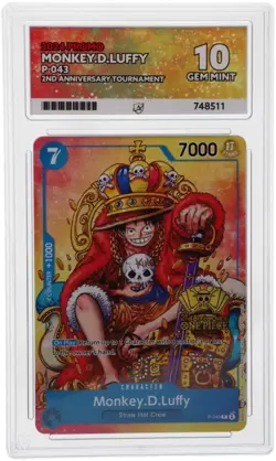 ACE 10 Monkey D. Luffy P-043 2nd Anniversary Tournament Promo One Piece Stamped - Image 5