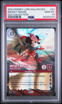 DISNEY LORCANA EN D23 COLL #01 MICKEY MOUSE - BRAVE LITTLE TAILOR PSA 10 - Image 1
