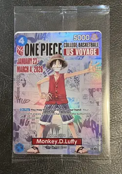 Sealed One Piece US Voyage Monkey.D.Luffy Rutgers Basketball Promo Card Holo - Image 1