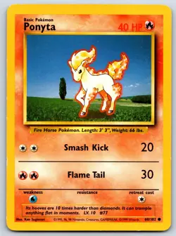 Ponyta - Base Set 60/102 Unlimited Vintage WotC Pokemon 151 Card MP - Image 1