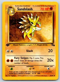 Sandslash - Fossil 41/62 1st Edition Vintage Pokemon 151 Card MP - Image 1