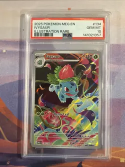 Pokemon TCG Illustration Rare Ivysaur Card 134/132 Mega Evolution PSA 10 Gem MT - Image 1