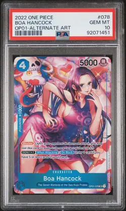 2022 ONE PIECE OP01-ROMANCE DAWN ALTERNATE ART #078 BOA HANCOCK PSA 10 - Image 1