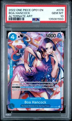 2022 ONE PIECE OP01-ROMANCE DAWN ALTERNATE ART #078 BOA HANCOCK PSA 10 - Image 1