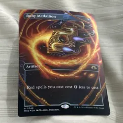 Mint/Near-Mint, English 1 x MTG Ruby Medallion Foil Borderless Modern Horizon - Image 1