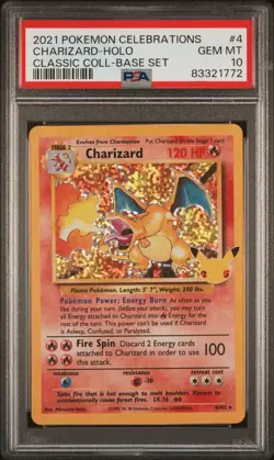 2021 Pokemon Celebrations Class. Coll. 4 Charizard Holo PSA 10 GEM MINT Base Set - Image 1