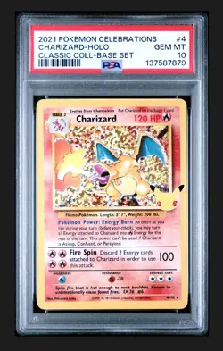 2021 POKEMON CELEBRATIONS CLASSIC COLLECTION CHARIZARD-HOLO#4 PSA 10 - Image 1