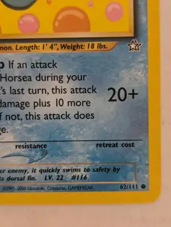 Pokemon Cards: Neo Genesis 1st Edition Common: Horsea 62/111 - Image 2