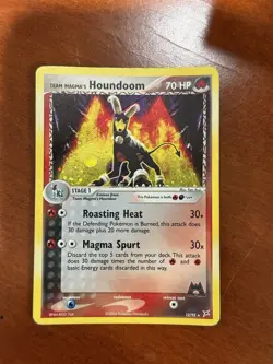 2004 Team Magma’s Houndoom 10/95 Pokemon Holo Rare English Damage Crease - Image 1