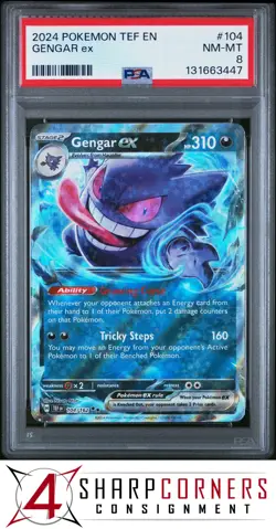 2024 POKEMON TEF EN-TEMPORAL FORCES #104 GENGAR ex PSA 8 - Image 1