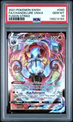 CHANDELURE VMAX #040 PSA 10 • 2021 POKEMON SWORD & SHIELD FUSION STRIKE FULL ART - Image 1