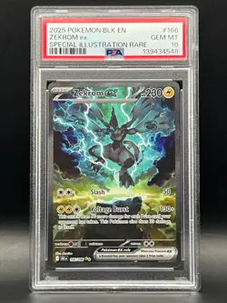 PSA Gem Mint 10- Zekrom EX SIR 166/086 Pokemon 2025 Black Bolt EN - Image 1